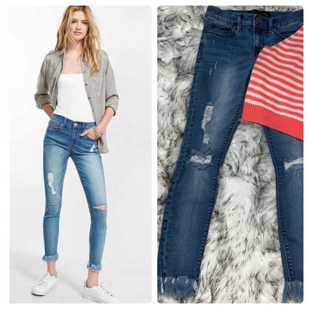 Express Performance Stretch Distressed Mid Rise C… - image 1